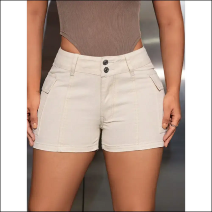 Chic Mid-rise Denim Shorts with Pockets