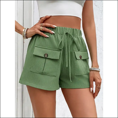 Perfee Tied Elastic Waist Shorts with Pockets