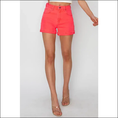 Risen High Rise Cuffed Denim Shorts