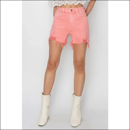Risen High Rise Distressed Denim Shorts