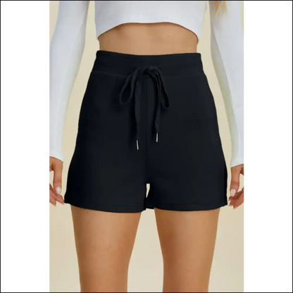 Basic Bae Scuba Drawstring High Waist Shorts - Black / l