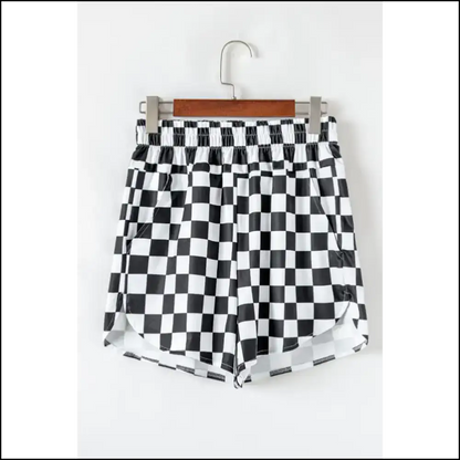 Check Yourself Before you Wreck Black Checkered High Waist Casual Shorts from Needful Things 😎