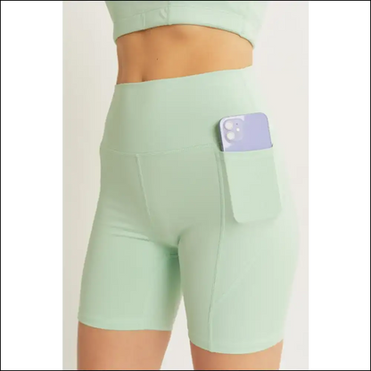 Love Tree High Waist Active Shorts - Trendy & Chic - Moss / s