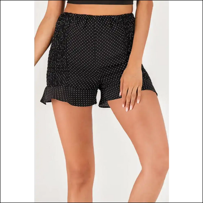 Polka Dot Smocked Ruffle Hem Shorts