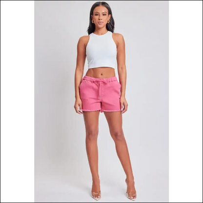 Ymi Drawstring Raw Hem Shorts - Trendy & Chic