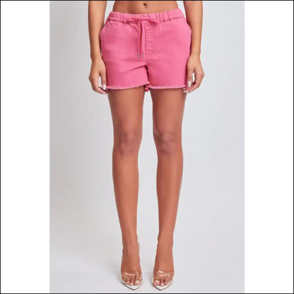 Ymi Drawstring Raw Hem Shorts - Trendy & Chic