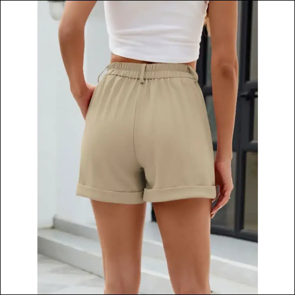 Chic Roll Trim Half Elastic Waist Shorts