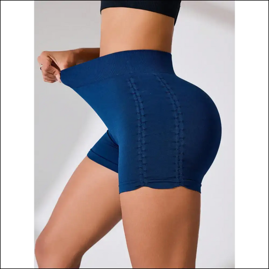 Ruched High Rise Active Shorts - Dark Blue / m