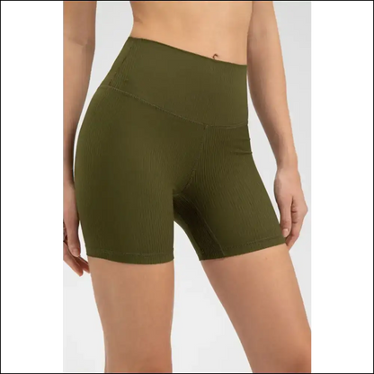 Chic Wide Waistband Slim Fit Sports Shorts - Moss / m