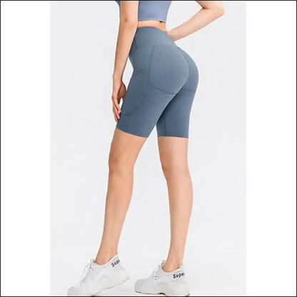 Chic Wide Waistband Sports Shorts with Pockets