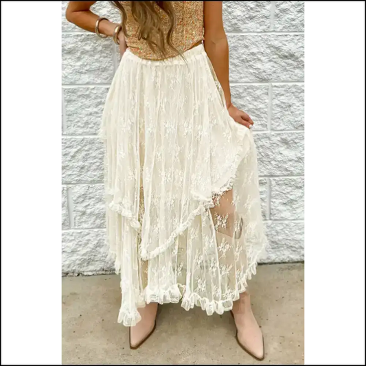 Beige Lace Maxi Skirt: Needful Things’ High Waist Holy Wow! 😇 - s - Skirts