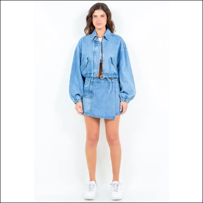 American Bazi Cargo Pocket Denim Skort - Skorts