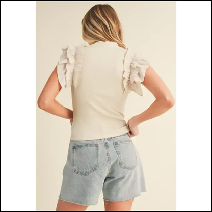 Ruffle Some Feathers: Chic Beige Ribbed Sleeveless Top 💅 Needful Things - Shirts