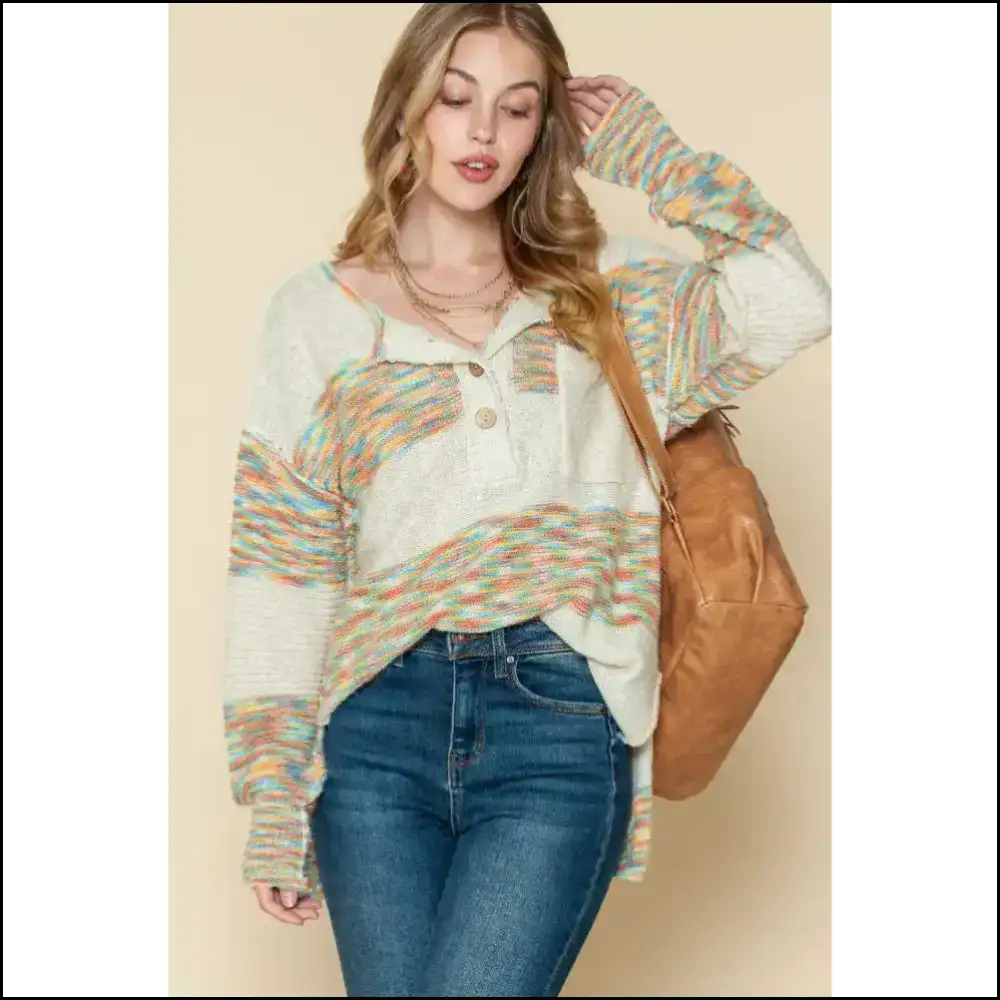 Chic Multicolor Drop Shoulder Sweater: Finally Fashion! 😂 Needful Things - Sweaters