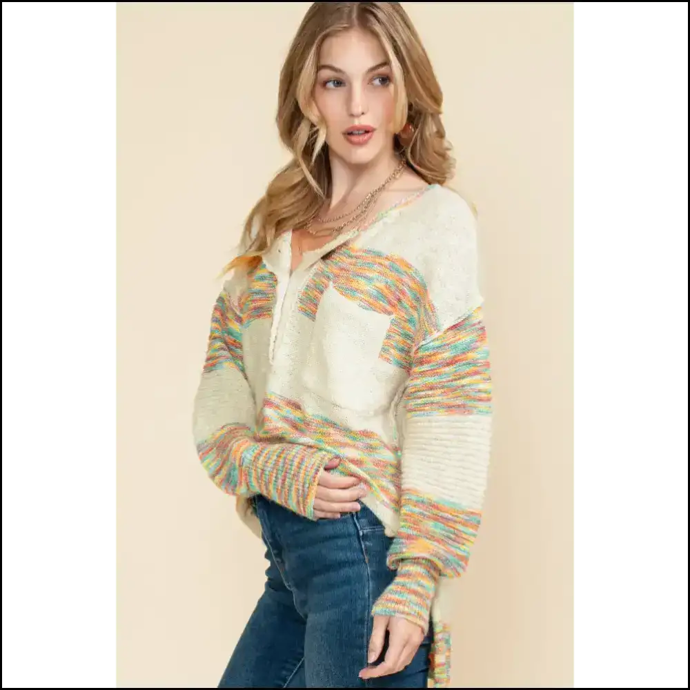 Chic Multicolor Drop Shoulder Sweater: Finally Fashion! 😂 Needful Things - Sweaters
