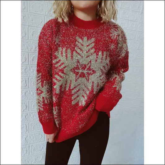 Festive Vibes Round Neck Sweater - Strawberry / l - Sweaters