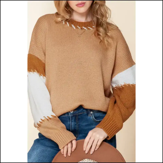 Flaxen Colorblock Drop Sleeve: so Cozy Youll Ghost your Therapist 👻 - s - Sweaters