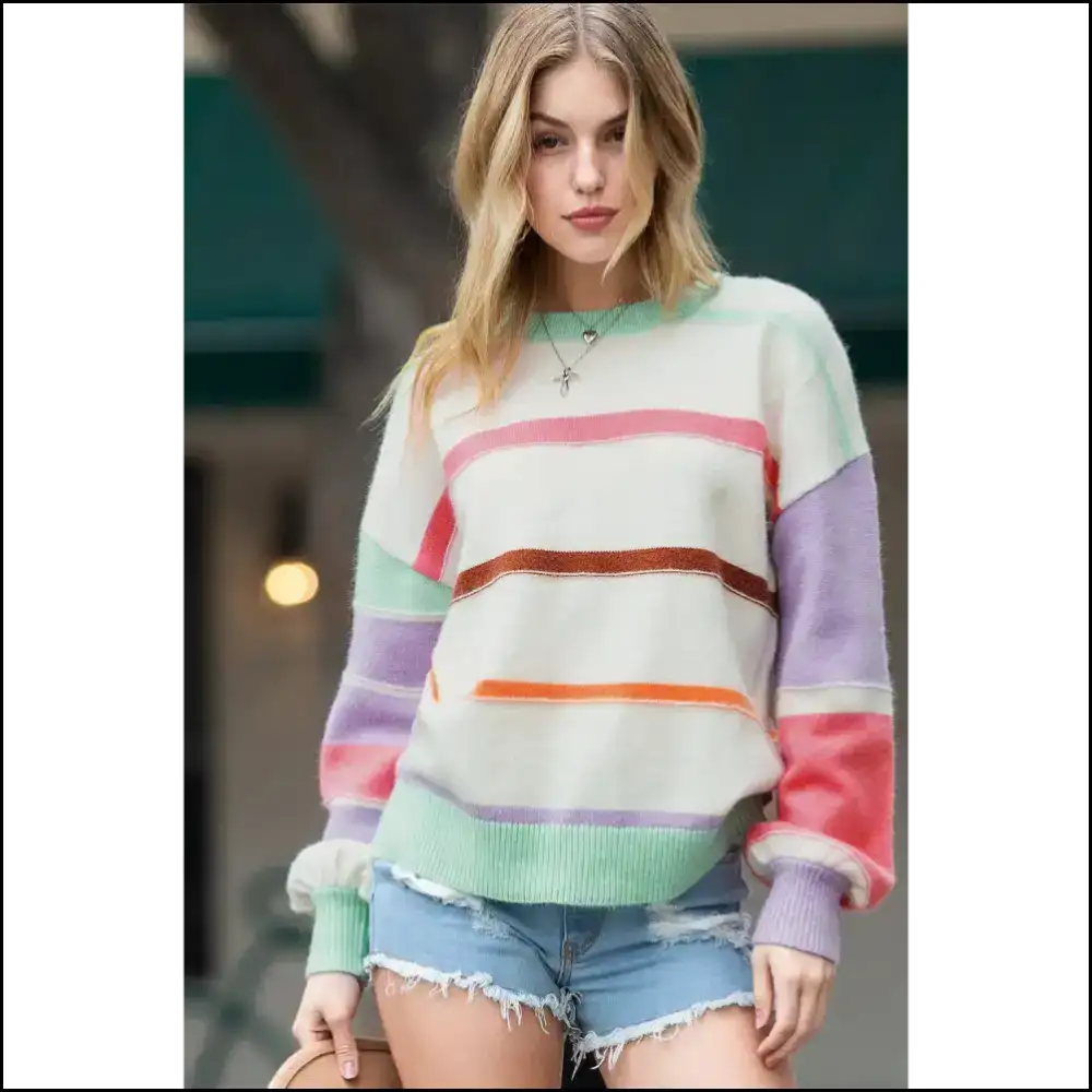 Multicolor Striped Sweater: so Vibrant It’s Practically Illegal 😜 Needful Things - Sweaters
