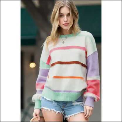 Multicolor Striped Sweater: so Vibrant It’s Practically Illegal 😜 Needful Things - Sweaters