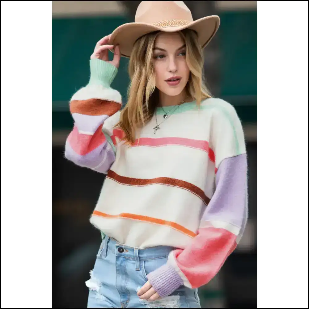 Multicolor Striped Sweater: so Vibrant It’s Practically Illegal 😜 Needful Things - s - Sweaters