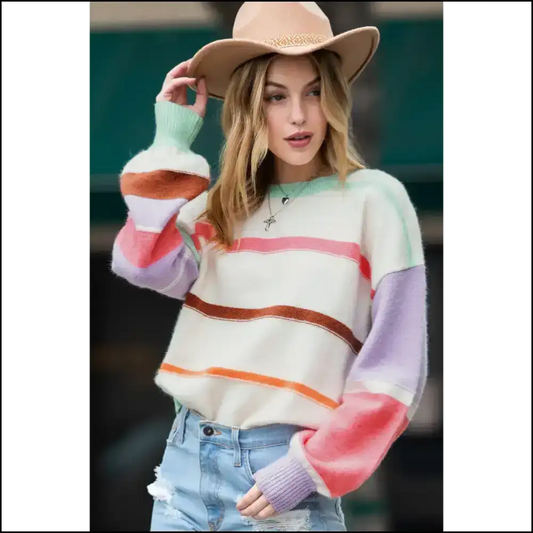 Multicolor Striped Sweater: so Vibrant It’s Practically Illegal 😜 Needful Things - s - Sweaters