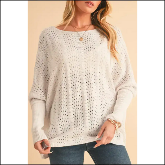 Needful Things: Beige Eyelet Batwing? Chic Happens! 😉 - s - Sweaters