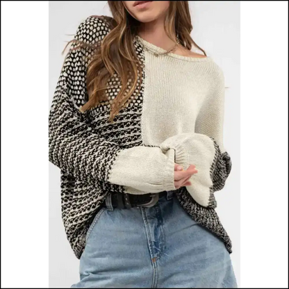 Playful Pink Colorblock Sweater: Cozy Cute Enough to Die for 💀 - Black / s - Sweaters