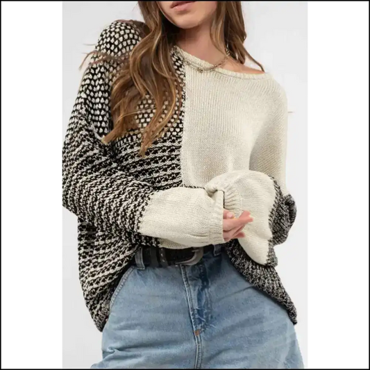 Playful Pink Colorblock Sweater: Cozy Cute Enough to Die for 💀 - Black / s - Sweaters