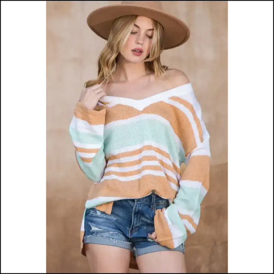 Trendy Multicolor Colorblock Sweater: Acrylic! Needful Things 💀 - s - Sweaters