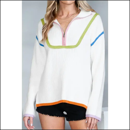 Needful Things Chic White Half Zip Pullover: too Good 💀 - s - Sweaters