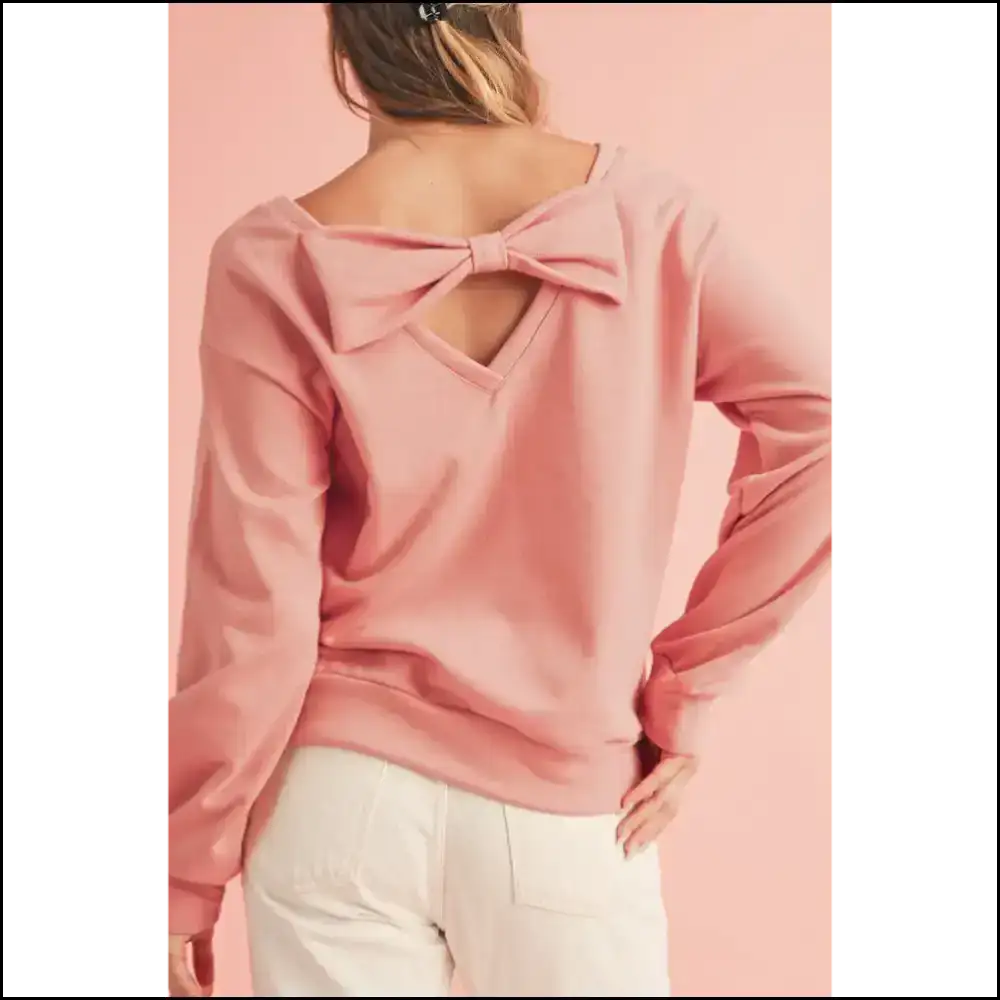 Apricot Bowknot Backless Sweatshirt: Comfy & Cute 🍑 - Sweatshirts Hoodies