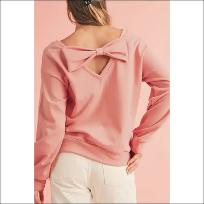 Apricot Bowknot Backless Sweatshirt: Comfy & Cute 🍑 - Sweatshirts Hoodies