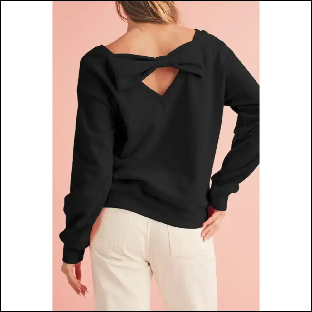 Apricot Bowknot Backless Sweatshirt: Comfy & Cute 🍑 - Sweatshirts Hoodies