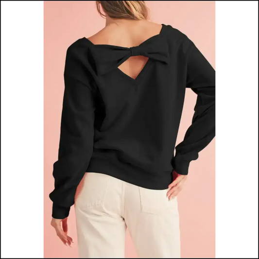 Apricot Bowknot Backless Sweatshirt: Comfy & Cute 🍑 - Sweatshirts Hoodies