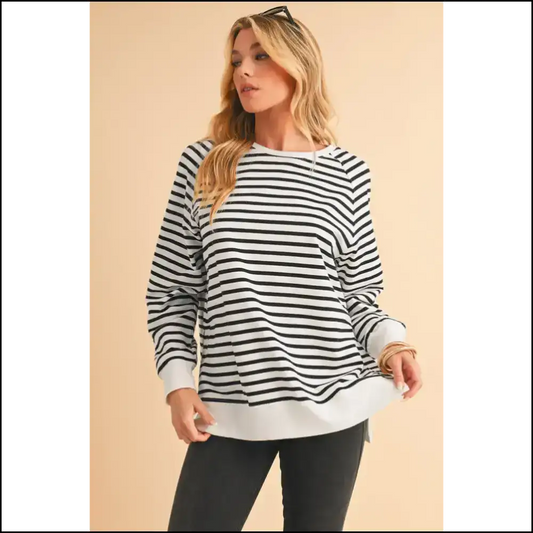 Black Stripe Raglan: Finally a Sweatshirt that Gets - s - Sweatshirts & Hoodies