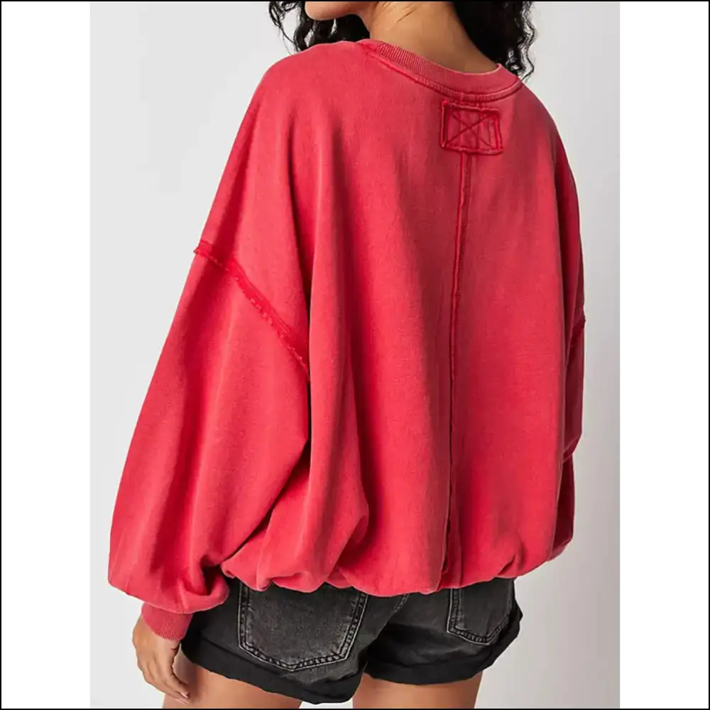Chic Exposed Seam Round Neck Sweatshirt - Sweatshirts & Hoodies