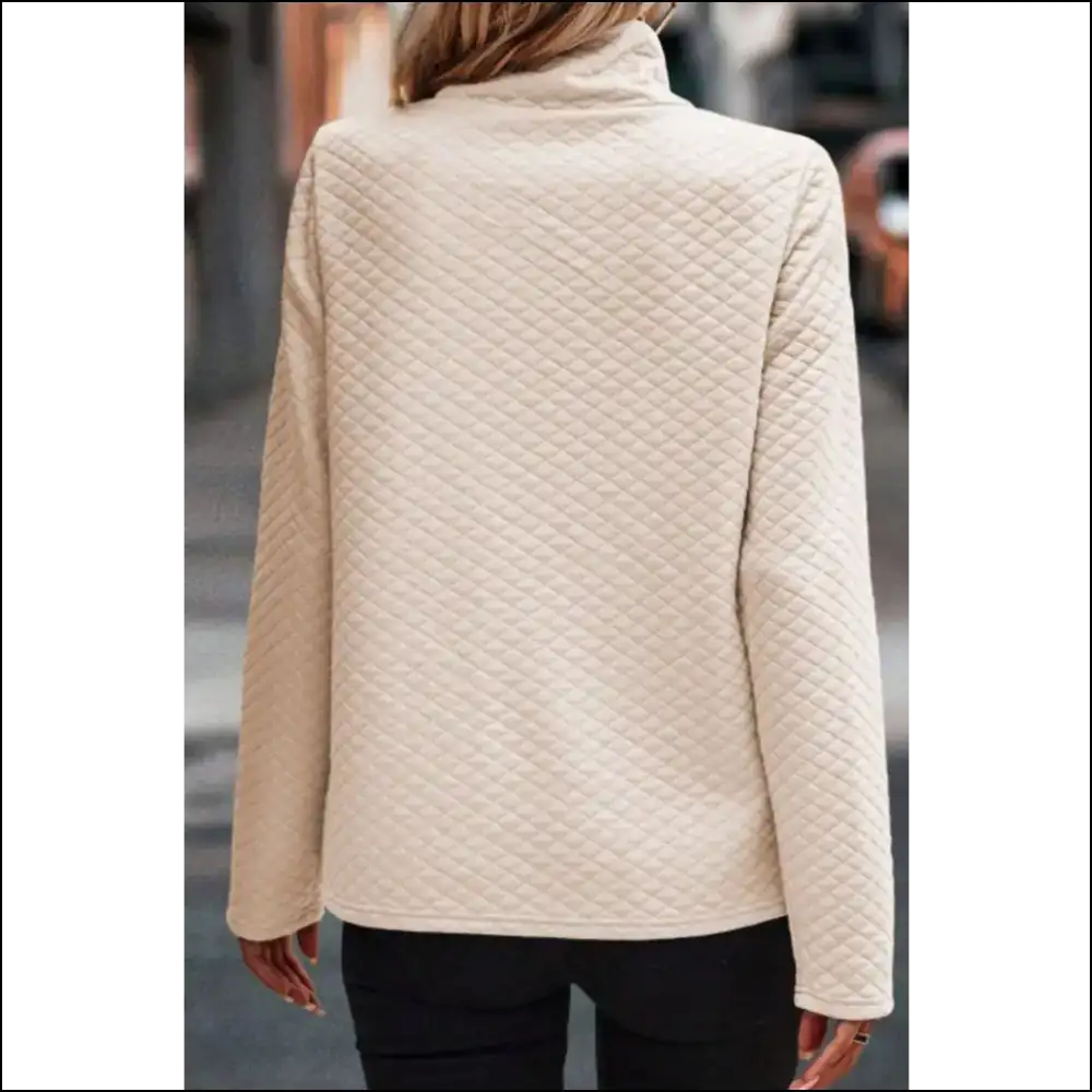 Chic Textured Turtleneck Long Sleeve Sweatshirt - Sweatshirts & Hoodies
