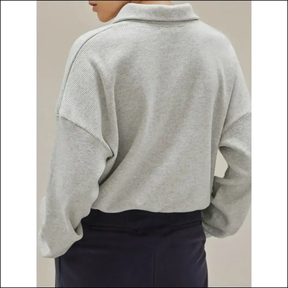 Chic Wfle Knit Drawstring Half Zip Long Sleeve Sweatshirt - Sweatshirts & Hoodies