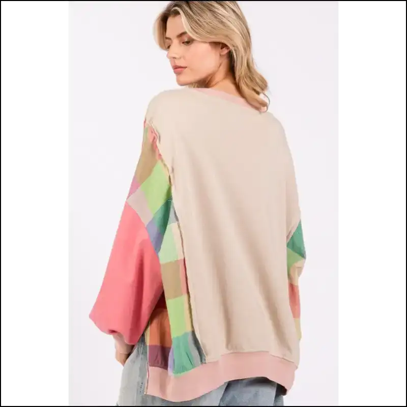 Sage + Fig Contrast Peace Patch Sweatshirt - Sweatshirts & Hoodies