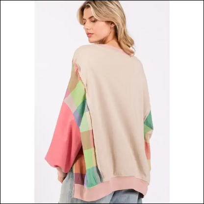 Sage + Fig Contrast Peace Patch Sweatshirt - Sweatshirts & Hoodies