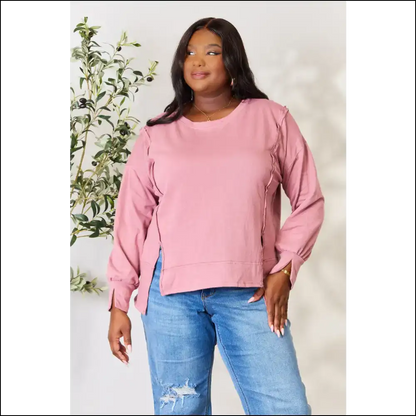 Culture Code Exposed Seam Slit Top - Red / s - Sweatshirts & Hoodies