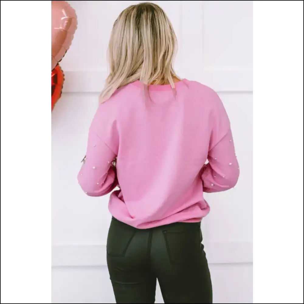 Pearl Round Neck Dropped Shoulder Sweatshirt - Sweatshirts & Hoodies