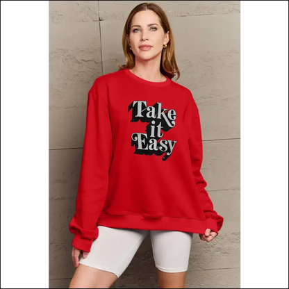 Take it Easy Graphic Sweatshirt - Red / Xl - Sweatshirts & Hoodies