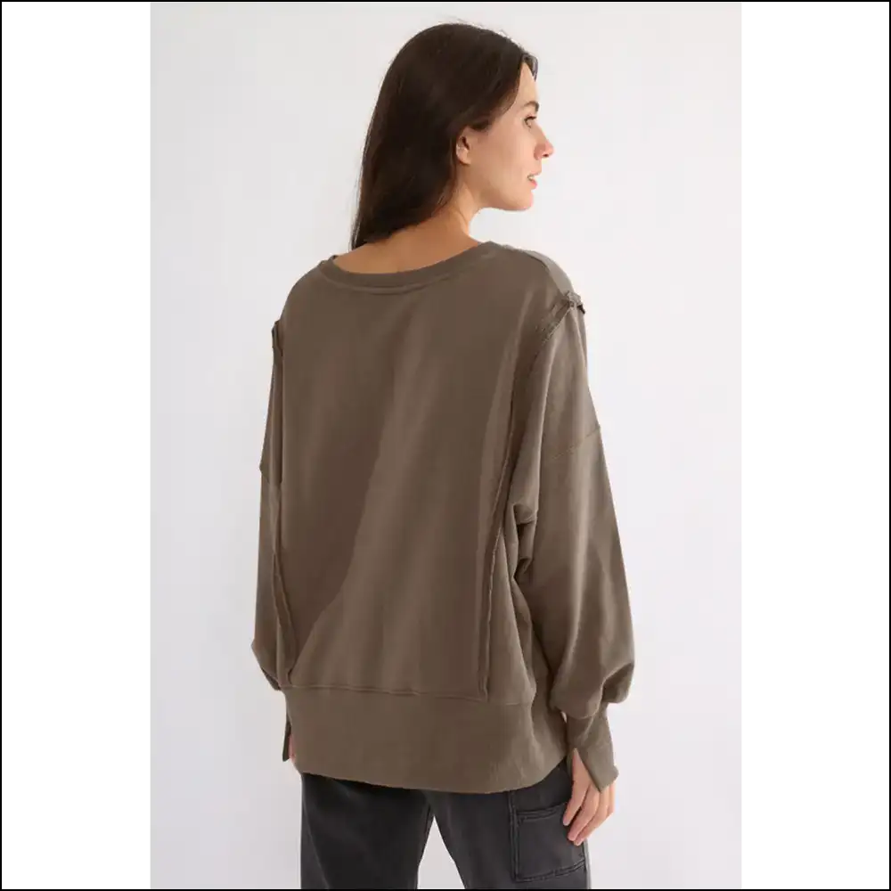 Chic High-low Exposed Seam Sweatshirt - Sweatshirts & Hoodies