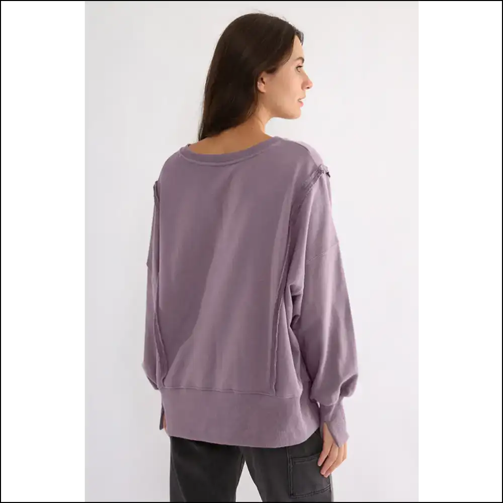 Chic High-low Exposed Seam Sweatshirt - Sweatshirts & Hoodies