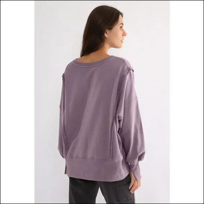 Chic High-low Exposed Seam Sweatshirt - Sweatshirts & Hoodies