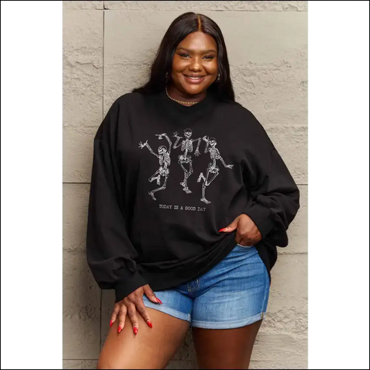 Full Size Today is a Good Day Graphic Sweatshirt - Black / 3xl - Sweatshirts & Hoodies