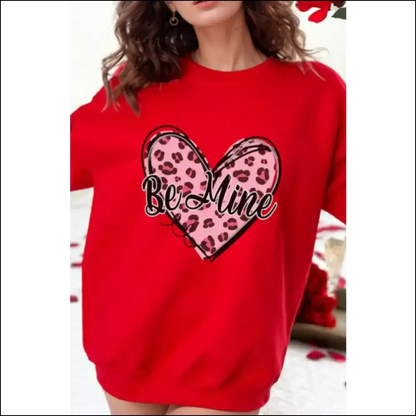 Be Mine Heart Long Sleeve Sweatshirt - Red / m - Sweatshirts & Hoodies