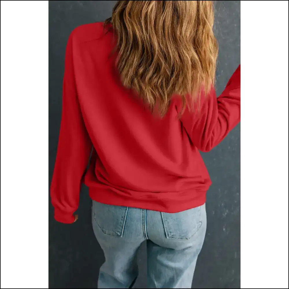 Letter Graphic Round Neck Long Sleeve Sweatshirt - Sweatshirts & Hoodies
