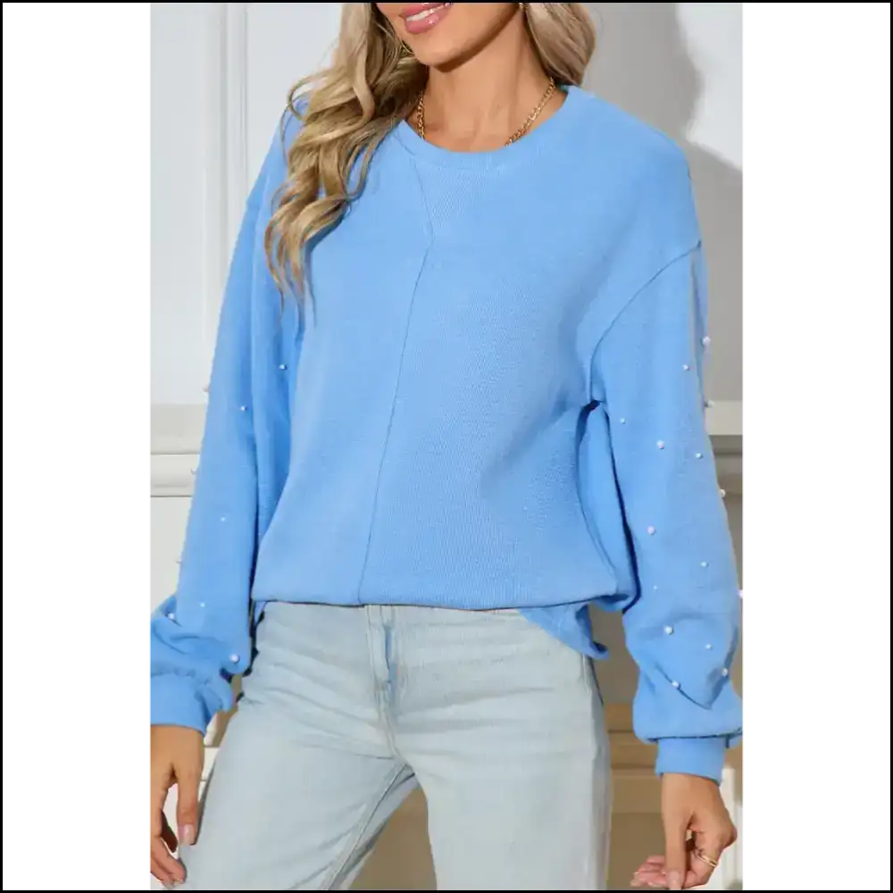 Myosotis Pearl Sleeves Ribbed Pullover: Finally a Sweatshirt that Gets You. 💀✨ - s - Sweatshirts & Hoodies